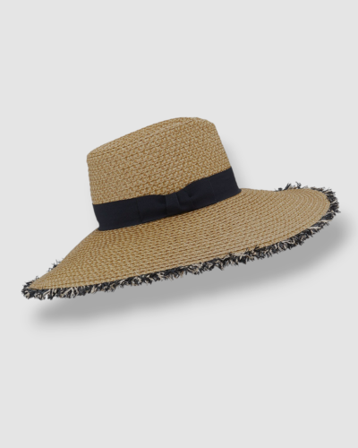 Eric Javits Women's Beige Oversized Frayed Caroline Sun Hat Size OS