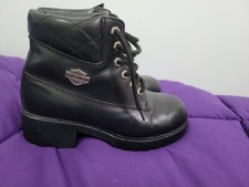 Botas de control de crucero Harley Davidson para mujer talla 6,5 cuero negro con cordones 82034