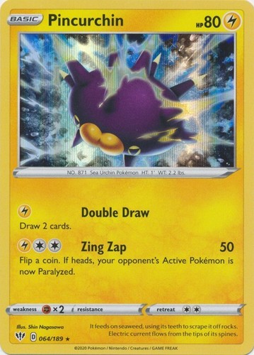 Holo  Pincurchin - 064/189 Darkness Ablaze Rare Pokemon TCG