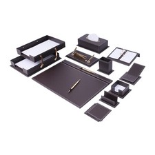 14 PCS Leather Desk Organizer Set-Office Desk Accessories-Brown Leather Desk Set