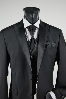 Abito elegante cerimonia uomo Musani Milano nero lana stretch drop 6 taglia  60 | eBay