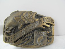 Heavy Brass BASS ANGLERS SPORTSMAN SOCIETY DIMENSIONAL BELT BUCKLE, Detailed