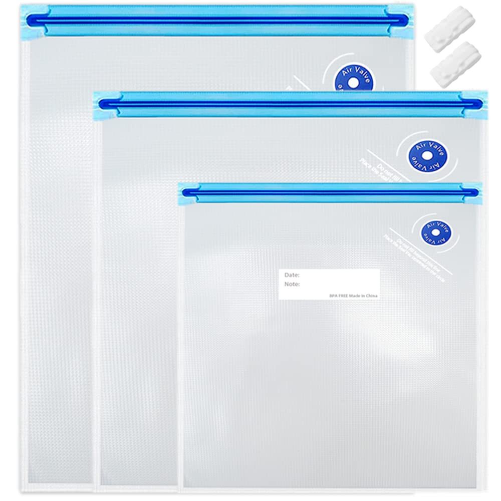 Sous Vide Bags 3 Size 18pcs BPA Free Reusable Vacuum Zipper Sealer Bags for F...