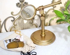 High-Quality Brass Magnifying Glass on Polished Stand- Modern Designed for Desk