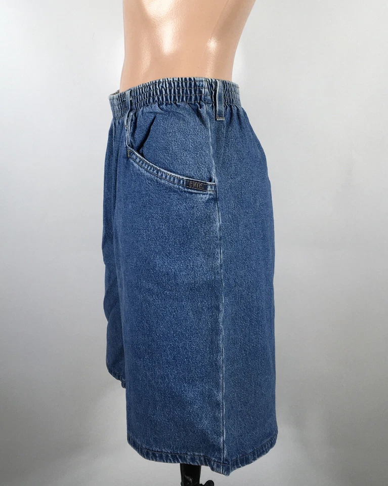 Pantalones Cortos JEANS CHIC DE COLECCIÓN Años 90 Promedio Algodón Bolsos Denim Ligero 6 Cintura Elástica Años 80 Foto 4 de 4