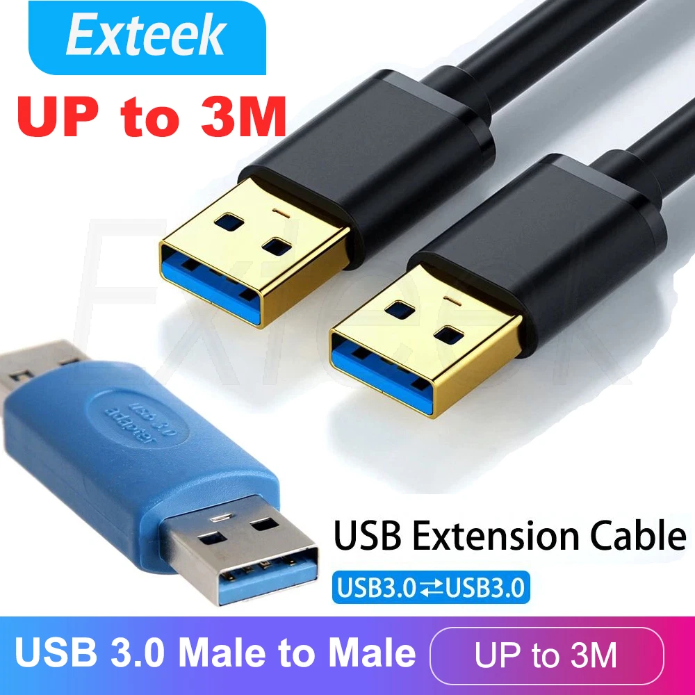 USB 3.0 Type-A Male to Male USB to USB Cable Cord for Data Transfer Charger Lead