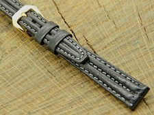 Kreisler Black Chrono Sport Gold Tone Buckle 12mm NOS Unused Vintage Watch Band