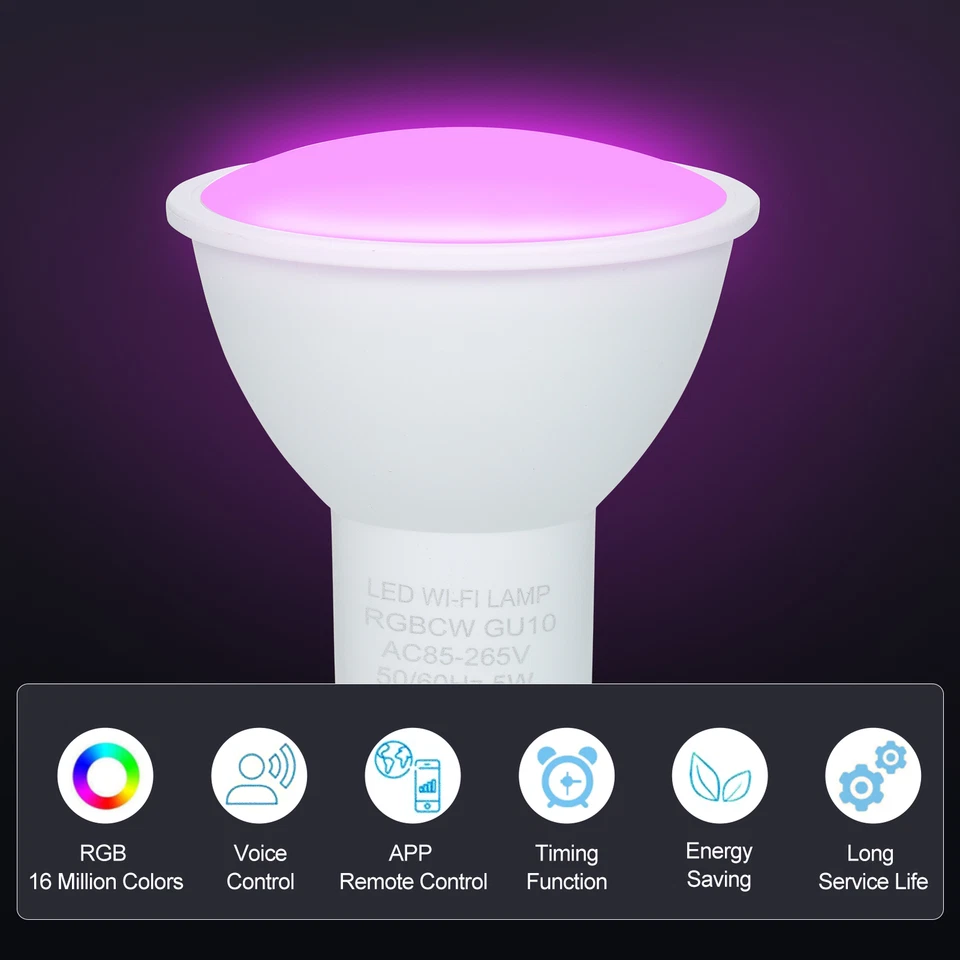 5W Dual Mode White & 16 Million Colors GU10 V6T5 - Image 3 of 4