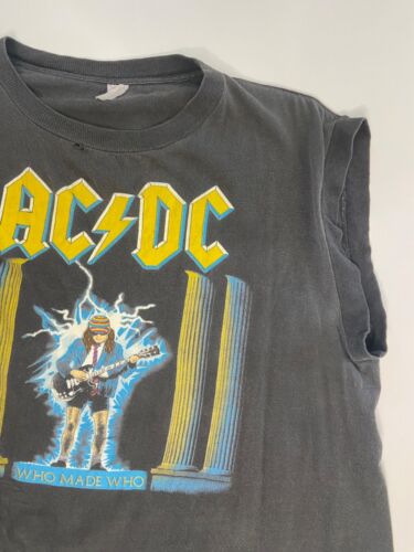 Vintage AC/DC Who Made Who North American Tour 1986 T-Shirt Tank Sz Large AS IS - Picture 3 of 12