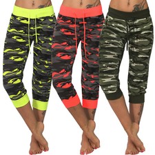 Hose Capri Jogging Neon Army Tarnfleck 3/4 Le...