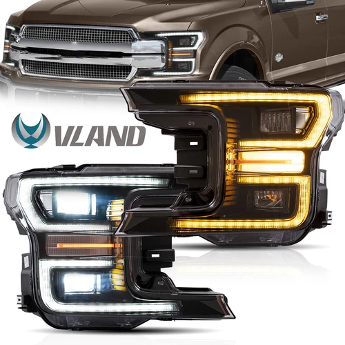 VLAND LED Headlights For 2018 2019 2020 Ford F-150 F150 Reflector Front Lamps