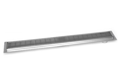 SereneDrains Linear Wedge Side Outlet Linear Offset Shower Drain Brushed Nickel