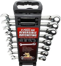 Cougar Pro E8SRCW 8 Pc Reversible Ratcheting Combination Wrench Set