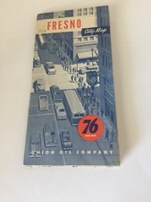 1963 Fresno stret map Union 76 oil gas Yosemite Sequioa National Park California