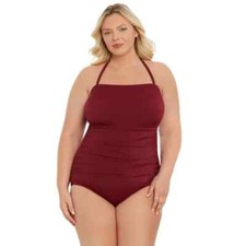 Time And Tru Women's One Piece Swimsuit Berry Glow Plus Size 2X 20W-22W 