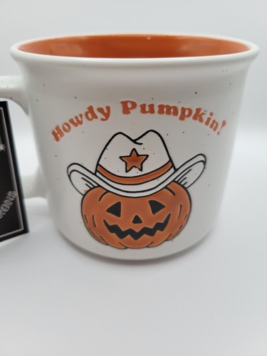 Taza de café grande de Halloween "Howdy Pumpkin" telarañas y calderos 20 oz nueva - Imagen 6 de 12