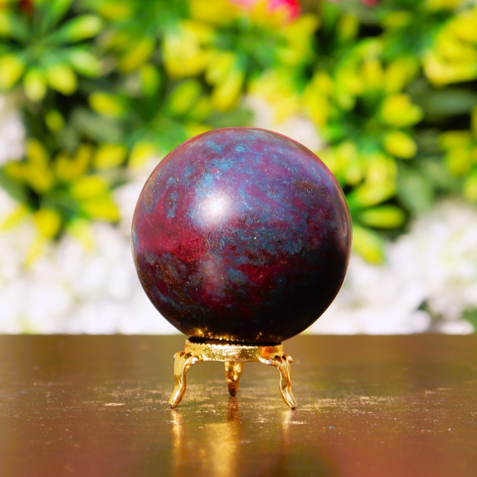 65 mm Rubí Natural Cianita Meditación Sanación Reiki Chakra Piedra Bola