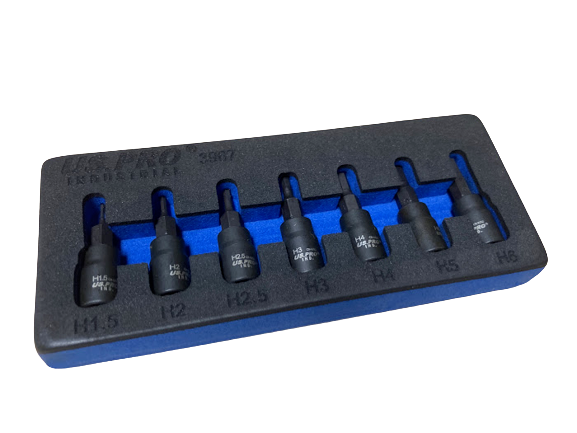1/4"" DRIVE IMPACT HEX ALLEN BIT SOCKETS US PRO 7PC H1.5 H2 H2.5 H3 H4 H5 H6 3967