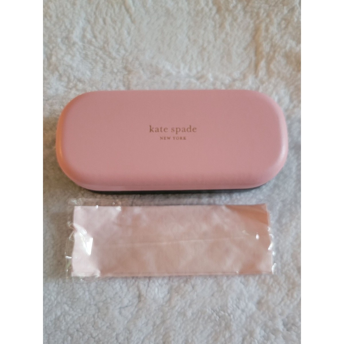 Kate Spade New York Pink Dark Green Eyeglass Case W/ Cleaning