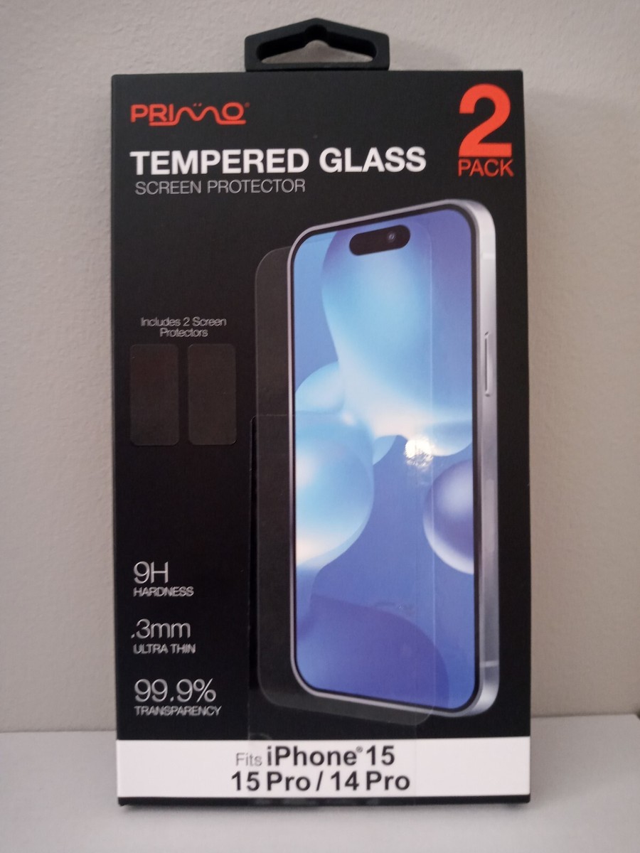 Primo Tempered Glass Screen Protector 2 PACK For iPhone 15 / 15
