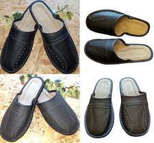 Leather slippers for men Handmade Black and Brown Flipflop Leather insole