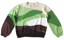 House of Sunny Vol 18 Abstract Green Brown Ivory Landscape Sweater US 8 UK 12