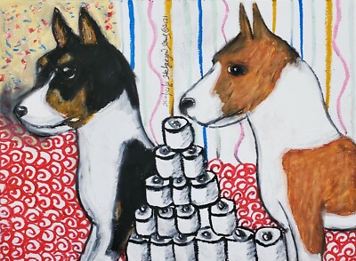 Basenji Hoarding TP Art Print 8x10 Dog Collectible Signed by Artist KSams