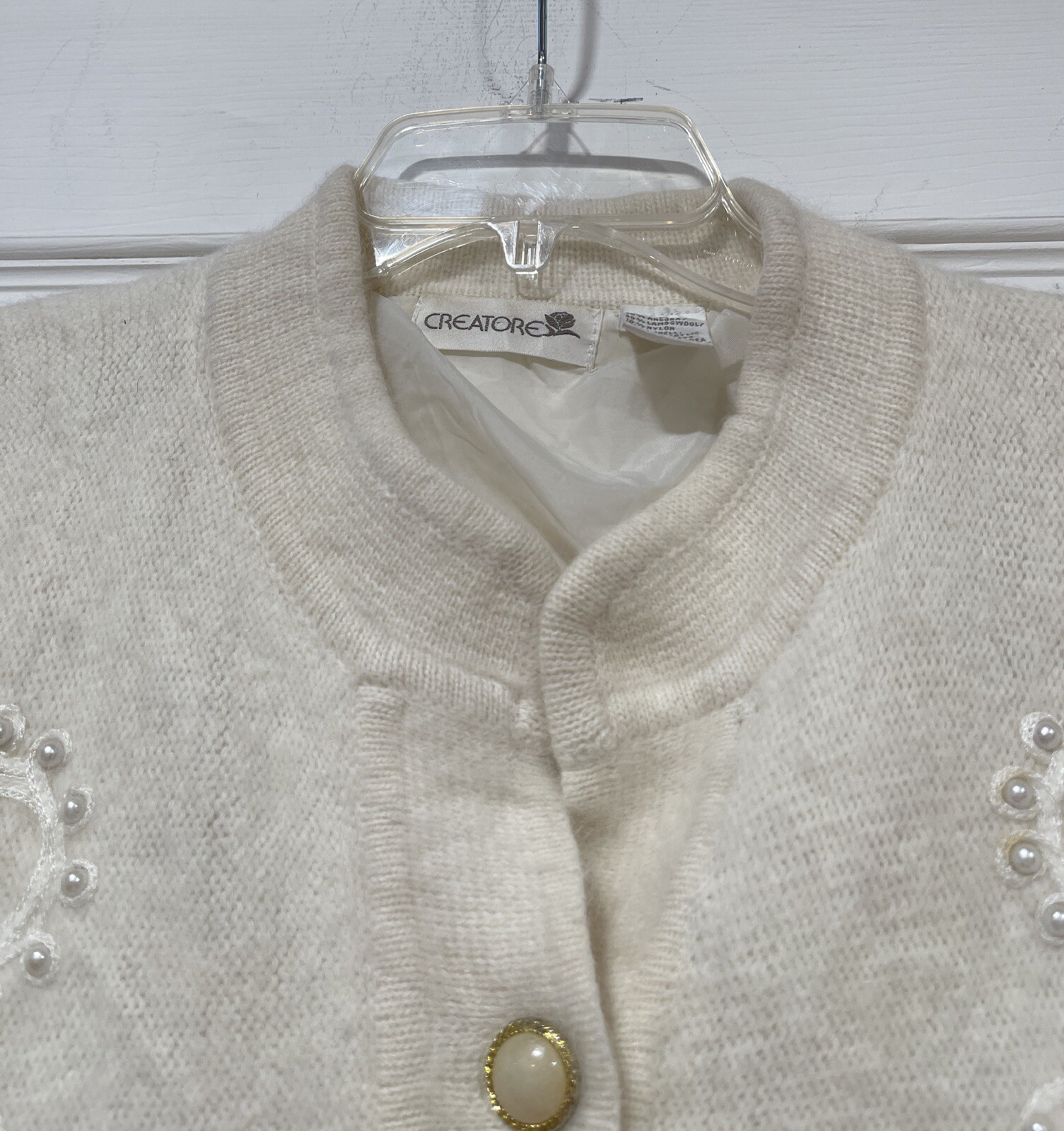 Creatore Women’s Cardigan Angora /Wool White Size M