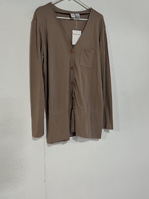 Gw Women's Taupe Button Up Long Sleeve Jacket Size Large