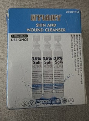 HTLARY Sterile Saline Solution, 20Pack Skin and Wound Cleanser, 0.9% Sodium, New