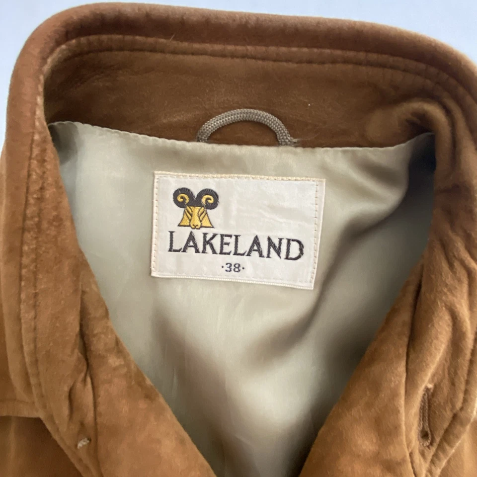 Chaqueta de cuero de gamuza marrón Lakeland vintage dos bolsillos para hombre talla 38 Foto 3 de 4