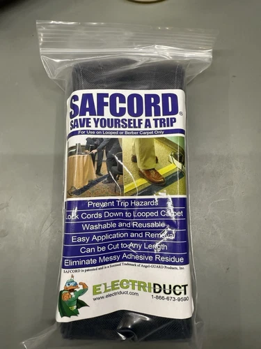 Safcord Carpet Cord Cover - 4” Inch Wide – 12’ Gray Cord Hider - Cable Protector