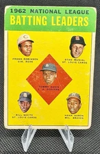 1963 Topps #1 NL Batting Leaders Stan Musial, Hank Aaron, Frank Robinson. ⚾️