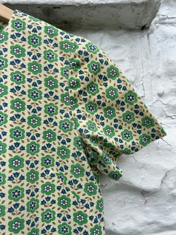 Mameluco vintage años 70’s para mujer verde patrón floral hippy disco todos los días Foto 3 de 4