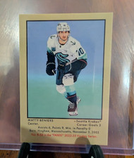 2022-23 Parkhurst Champions Matty Beniers 51 Retros Wrapper Back RC + RC Insert