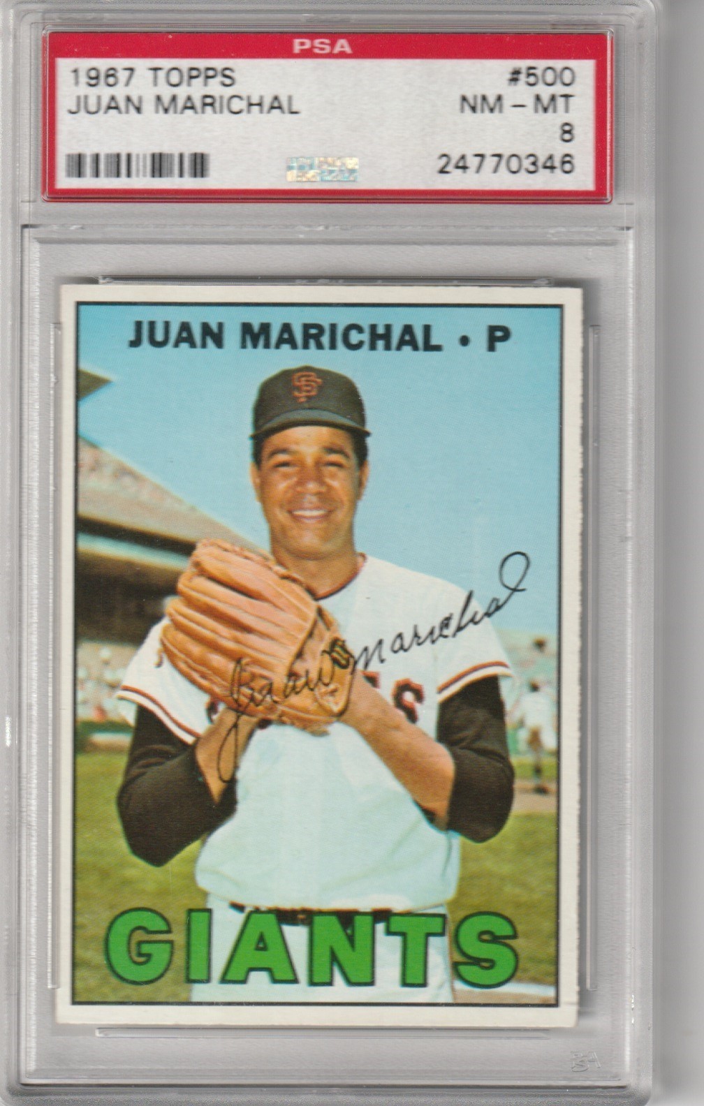 1967 Topps Juan Marichal #500, PSA NM-MT 8