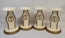 Vintage Painted Wood Hat Stand Lot of 4 Monogram G White Gold Wig Display