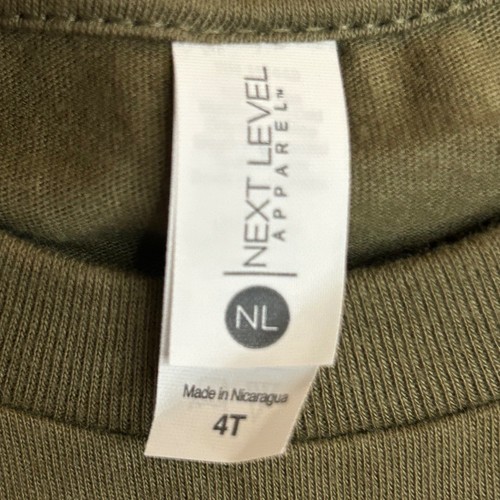 Next Level Apparel Olive Green Basic Short Sleeve T-Shirt Kids Size 4T - Picture 3 of 4