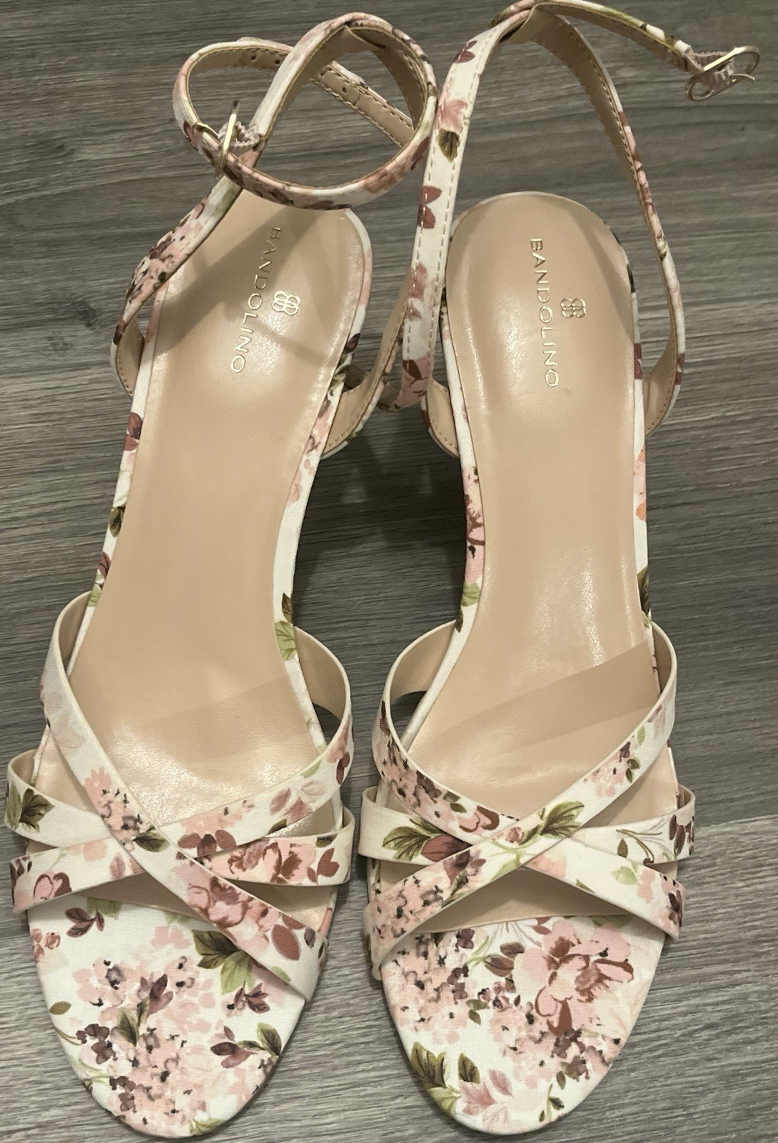 Sandalias de cuña de corcho floral Bandolino Adler para mujer talla 10M correa al tobillo nuevas