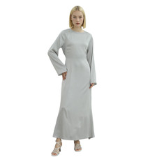 Solid Color Islamic Muslim Women Jalabiya Abaya Kaftan Ramadan Maxi Robe Dress