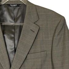 Jos A Bank Blazer Jacket Men 42L Wool Check Glen Plaid 2 Button Sport Coat Brown