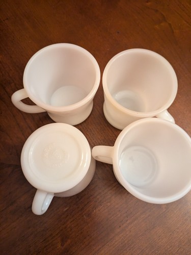 Vtg 1940-50’s Federal White Milk Glass Coffee Mug Cup 8 OZ Z HEAT PROOF Set Of 4 - Picture 10 of 11