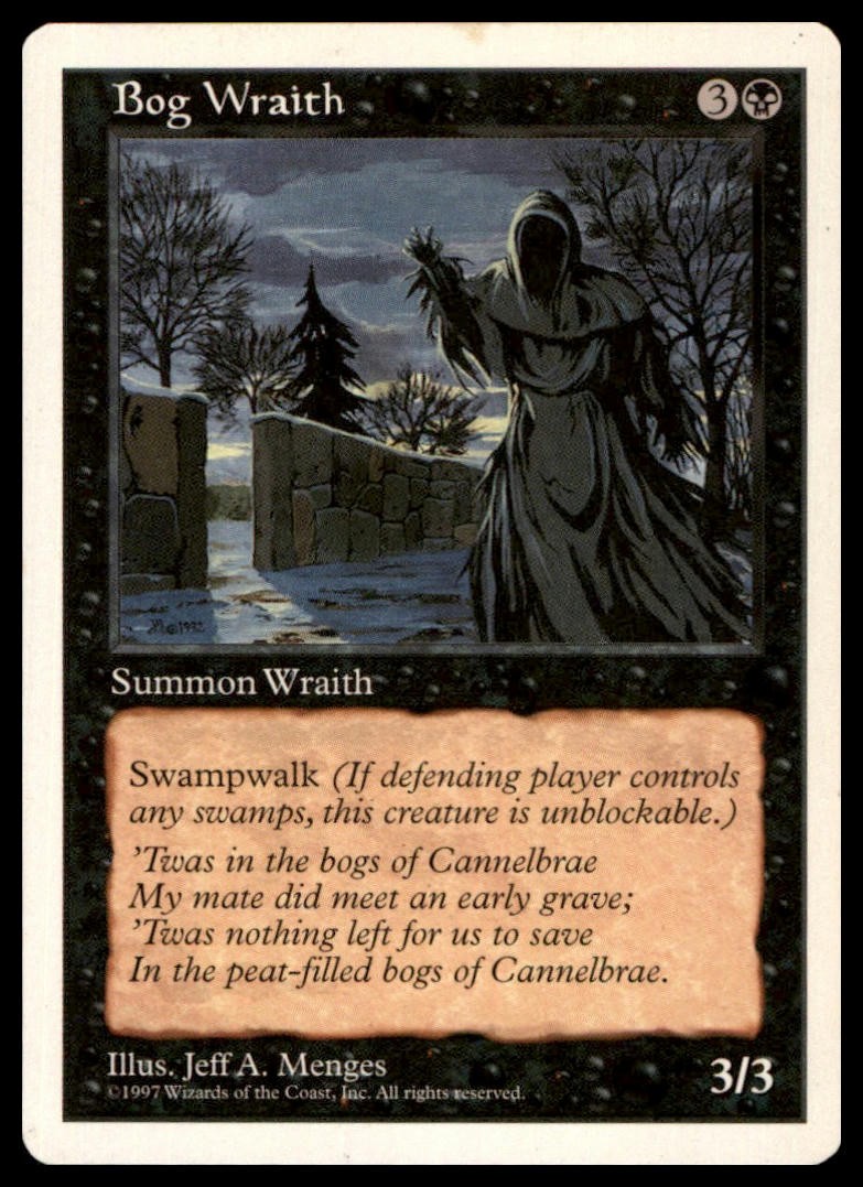 Bog Wraith Uncommon Fifth Edition Magic: The Gathering Lightly Played