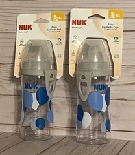 Nuk Active Sippy Cup (2) 8M+ Silicone Soft Spout Bottle to Cup Transition 10oz