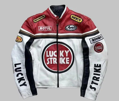 New men lucky strike 100% cowhide Leather jacket
