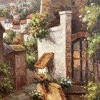 UNSTRETCHED Italian painting on canvas 36 x 48” Tuscany with flowers — photo 4