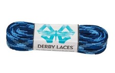 Derby Laces Blue Camouflage Waxed Skate Lace for Roller Derby, 72 Inch / 183 cm