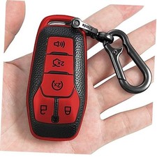 for Ford Key fob Cover,Texture case,with Keychain,Key Shell/Skin,5-Buttons red