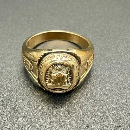 VTG 1935 10k GOLD & STERLING Class RING School BALFOUR Sz 5.75