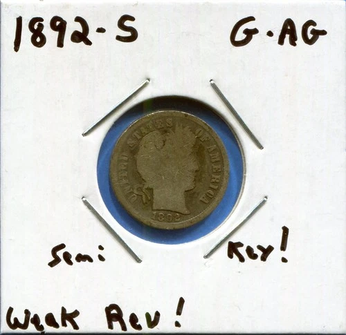 W@W 1892-s  Barber Dime, ( Very Tough Date !!!! ) G-AG !!!!!!!!!!